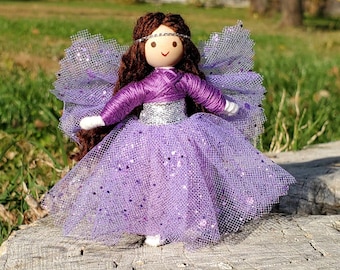 Tiny Fairy Doll Toy for girls - Purple Flower Fairy Handmade - Small Fairy Doll - Bendy Doll - Tooth Fairy - mini Fairy - Wildflower Toys