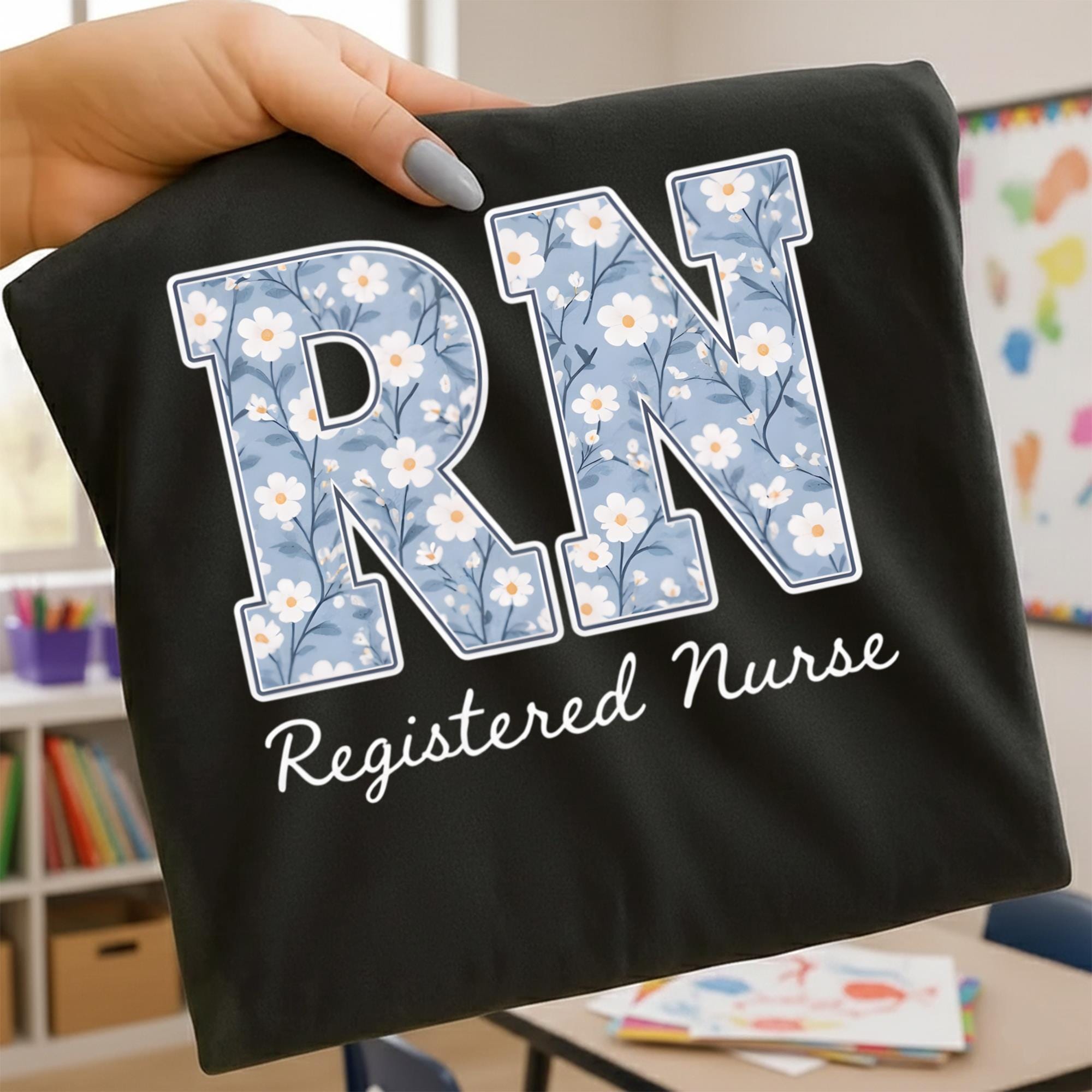 RN Registered Nurse Png Floral Lettering Nurse Quote Png Medical Design ...