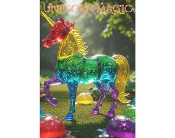 Rainbow Unicorn Print: Fantasy Kids Room Wall Art