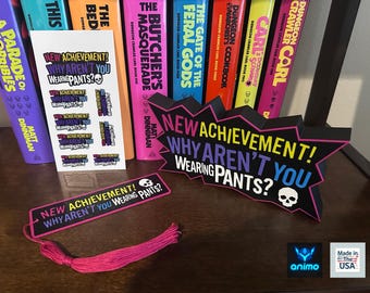 Dungeon Crawler Carl Funny Achievement Bundle – "Why Aren't You Wearing Pants?" Gift Set – Lightbox, 3D Bookmark, & Sticker Pack