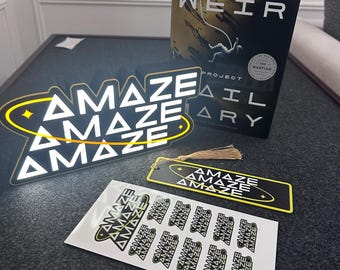 Project Hail Mary Ultimate Fan Bundle – "Amaze, Amaze, Amaze" Gift Set – Lightbox, 3D Bookmark, & Sticker Pack