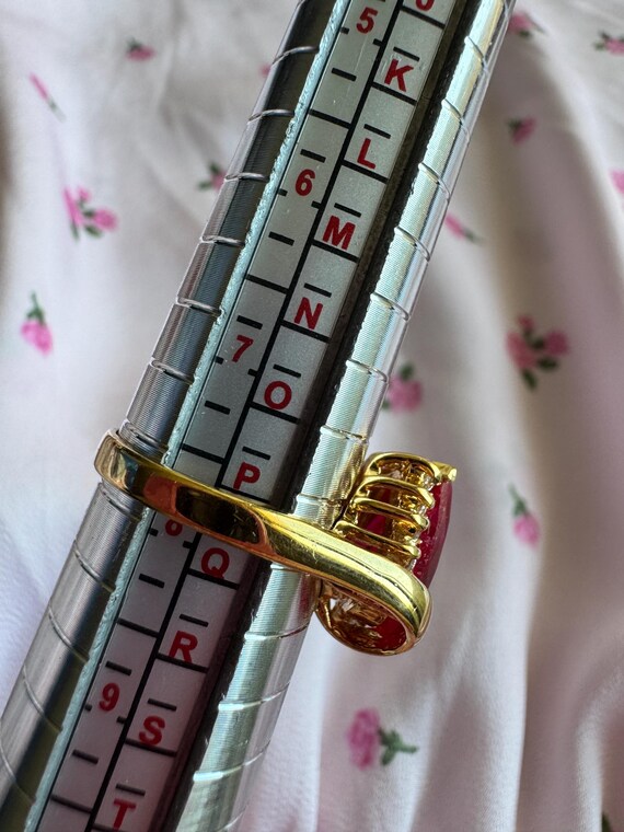 Vintage Red Pear Cut Statement Ring | Ruby Red Cr… - image 6