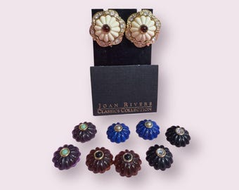 Joan Rivers Classics Collection Floral Earrings Set | Interchangeable Flower Studs | Vintage Designer Costume Jewelry