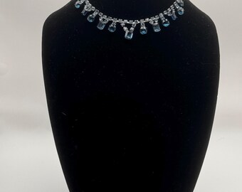 Vintage Blaue Strass Halsband - Halskette - 1950s Glamour