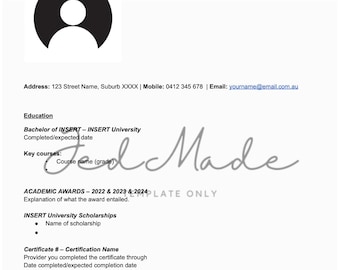 Simple professional resume with instructions