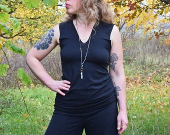 Hemp Organic Cotton V-Neck Tank Top: Yoga, Night Out