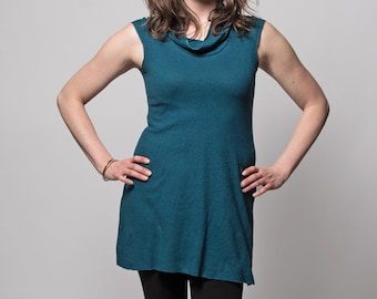 Organic Solstice Tunic (Cowl neck - Aline - Hemp/organic cotton knit - Hemp mini dress - Hemp dress - Hemp clothing - Hemp tunic)