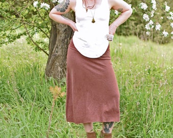 Hemp Essential Midi Skirt.  (Hemp - Organic Cotton - Jersey Skirt - Calf Length Skirt - Below Knee Skirt - Aline Skirt)