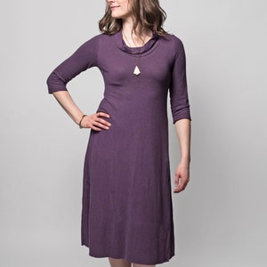 Abito Solstice biologico (collo a cappuccio - lunghezza al polpaccio - Aline - maglia in canapa/cotone biologico - abito sotto il ginocchio - abito in canapa - abbigliamento in canapa)