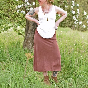 Hemp Essential Midi Skirt.  (Hemp - Organic Cotton - Jersey Skirt - Calf Length Skirt - Below Knee Skirt - Aline Skirt)