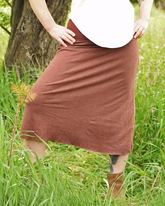 Hemp Essential Midi Skirt. hemp Organic Cotton Jersey Skirt Calf Length  Skirt Below Knee Skirt Aline Skirt 