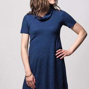 Organic Solstice Dress Cowl neck Knee length Aline Hemp/organic cotton knit Short dress Hemp dress Hemp clothing image 2