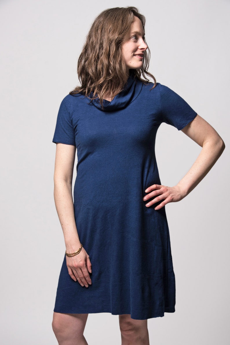 Organic Solstice Dress Cowl neck Knee length Aline Hemp/organic cotton knit Short dress Hemp dress Hemp clothing image 2