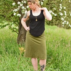 Hemp Organic Cotton Aline Skirt - Essential Knee Length