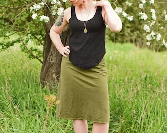 Hemp Organic Cotton Aline Skirt - Essential Knee Length