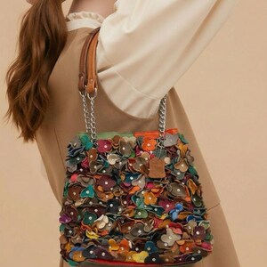 Ameri Leather Flower Print Bag Adjustable Chain Strap Shoulder/Crossbody Spring