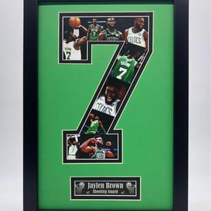 Handmade Jalen Brown #7 Picture Frame | Collage Jersey Number Design | Boston Celtics Basketball Fan Gift