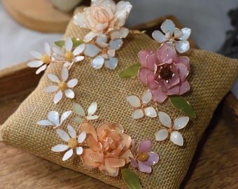 Handmade Secret Garden Resin Hair Pin Set – 4-Piece Romantic Floral Headpiece