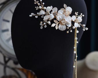 Floral Bridal Headpiece Translucent Resin Flower Crown Whimsical Wedding Hair Vine