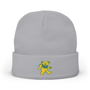 Gorro Urso Dançante Grateful Dead | Chapéu Bordado Jam Band | Gorro de Inverno Vintage Deadhead em Malha