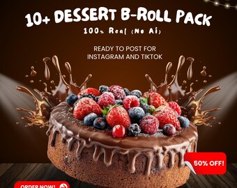 Pacote com mais de 10 vídeos de sobremesas em estilo B-Roll | Bolo de chocolate, imagens de confeitaria (Download digital)