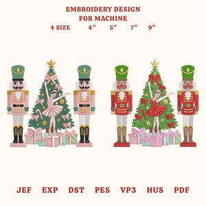 Nutcracker Ballet Embroidery Design, Nutcracker Embroidery, Holiday Soldier & Ballerina Pattern, Nutcracker Gift, Instant Download