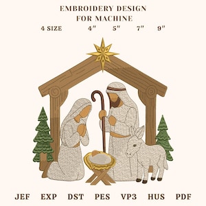 Nativity Jesus Embroidery Design File, Nativity Scene Christmas Embroidery Design, Christian Holiday Embroidery, Regilious Gift