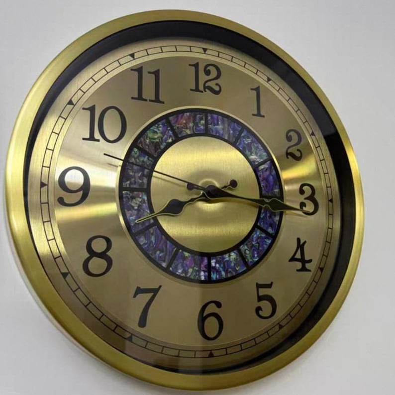 Shell For Clock Brass Wall Clock With Shell Texture Tempered Glass Silent Movement ...