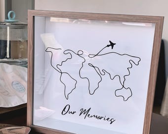 Memory Box for Ticket Stubs Wood Photo Frame 4 Sizes Display Storage Shadow Box MDF Board Natural Coffee