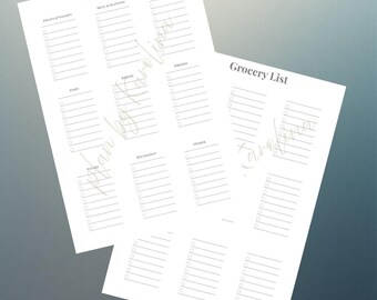Lista de la compra minimalista para imprimir / A4 y Carta (PDF)