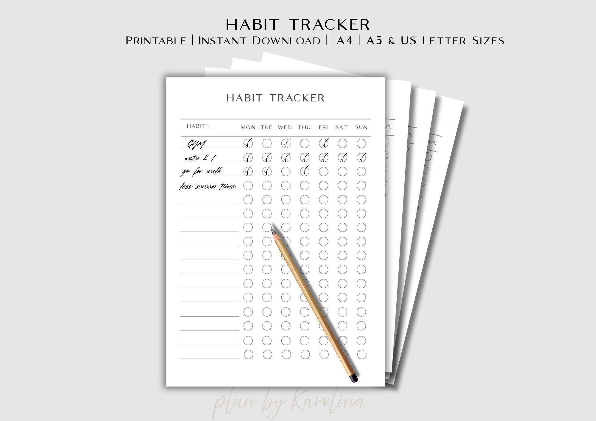 Minimalist Habit Tracker Printable | Goal Planner (instant Download) - Etsy