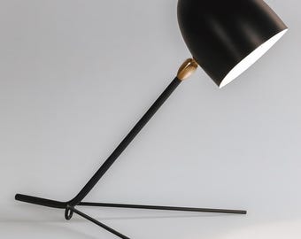 Handmade Brass Desk Lamp Mid-Century Modern Black Cocotte Table Lamp