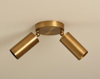 Ceiling Double Spot Light Brass Adjustable Angle Flush mount Handmade Modern Wall Sconce