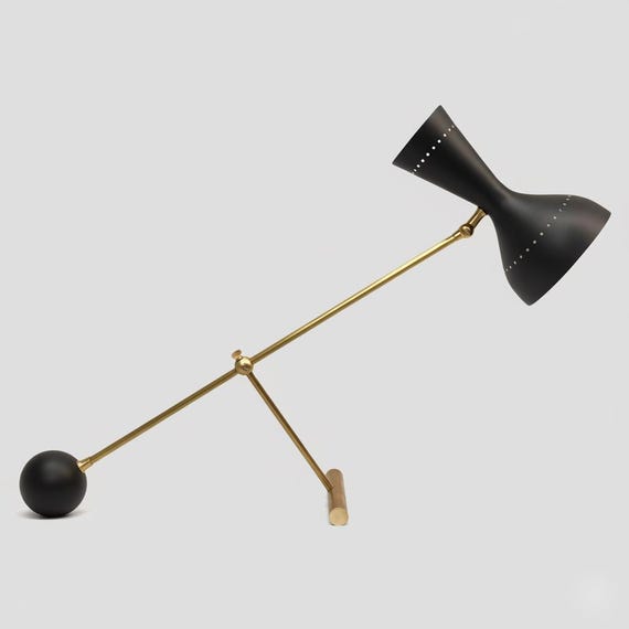 Italian Mid-century Brass Articulating and Counter-balance Desk 