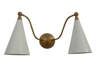 Inspired Design Double Sconce Mid Century Modern Brass Wall Lamp