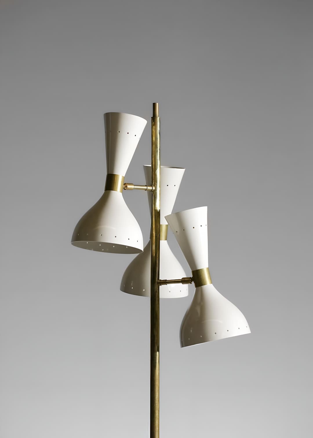 Mid-century Italian Style Brass Floor Lamp With Base and Shades, Modern ...