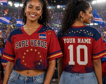 Camiseta corta de fútbol personalizada de Cabo Verde, camiseta corta de fútbol personalizada de Cabo Verde, apoya al equipo de fútbol