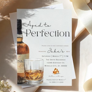 Faire-part d'anniversaire vieilli à la perfection | Faire-part d'anniversaire pour homme | Thème Whisky | 40e 50e 60e anniversaire | Modèle d'anniversaire modifiable pour adulte image 6