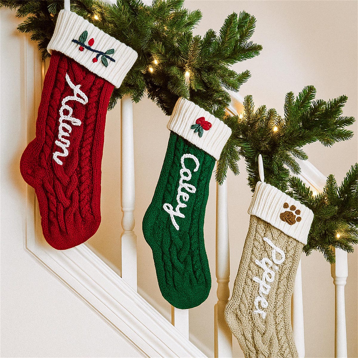 Personalized Knit Christmas Stocking: Oscar