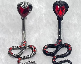 Piercing para el ombligo con forma de serpiente de 14 g y 10 mm, joyería corporal, piercing de serpiente negro, el mejor regalo para ella, piercing con gemas, piercing para el ombligo.