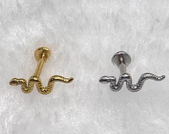 1pcs 16g Snake Earring,Flat back/ VERTICAL HELIX/ cartilage Earring/ Helix Stud / Vertical Stud / Vertical piercing/Stud Earrings/best gift