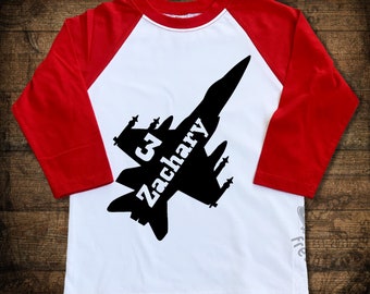 Fighter jet plane shirt Airplane Birthday Shirt, raglan sleeve shirt