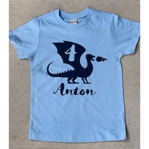 Personalized Dragon Birthday Shirt Fire Breathing Dragon - any age and name - pick your colors!