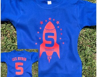 Rocket birthday shirt custom personalized Space birthday shirt