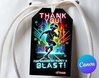 Gaming party favors canva | Video Game Thank You Tag