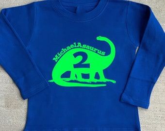 Brontosaurus Dinosaur Birthday Shirt - long sleeve shirt