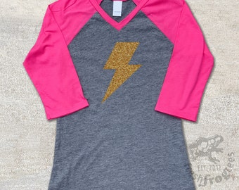 Glitter lightning bolt shirt for boys or girls