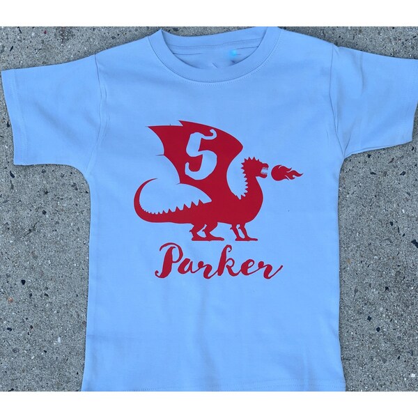 Personalized Dragon Birthday Shirt for boys Fire Breathing Dragon first birthday shirt 2nd 3rd 4th 5th 6th 7th 8th