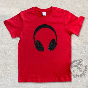 Glitter DJ Headphones Silhouette Graphic Shirt for Boys or Girls ...