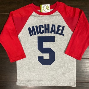 Birthday Number Jersey Number Shirt 3/4 or long sleeve relaxed fit raglan baseball shirt image 1